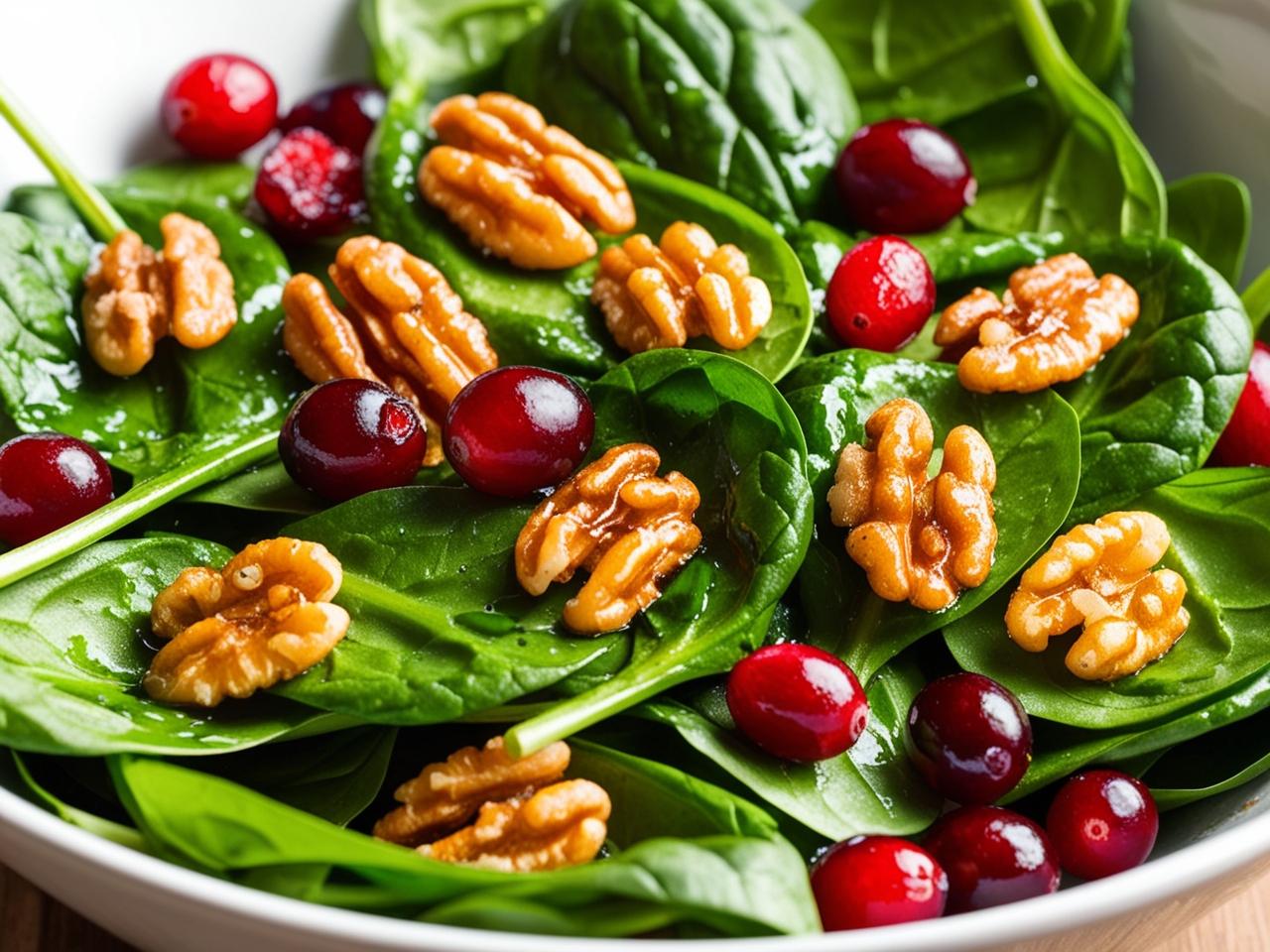 Spinach Salad with Candied Walnuts & Cranberries: A Sweet and Savory Delight