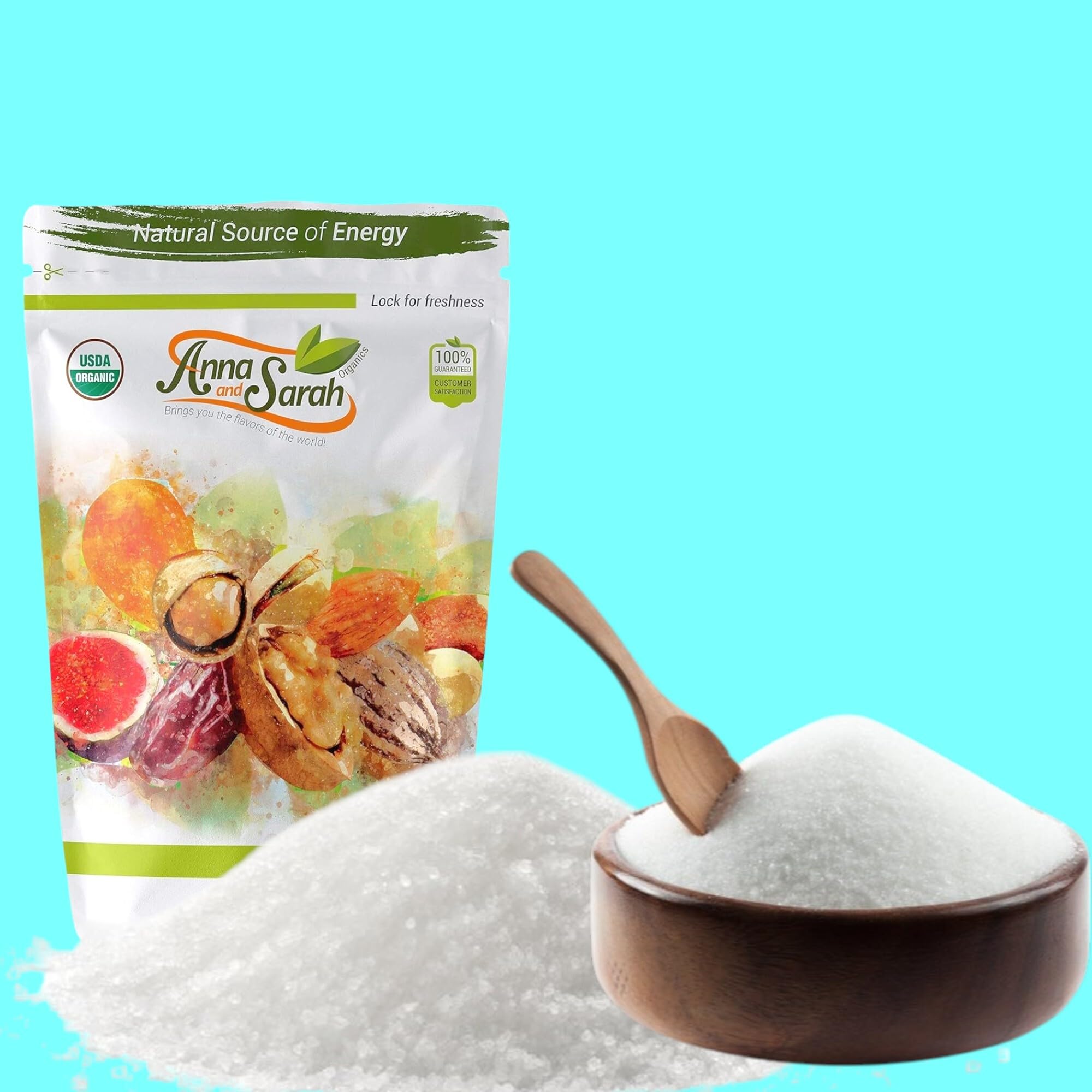 Anna and Sarah 1 Lb Organic Monk Fruit Sweetener with Erythritol, Plant-Based Sugar Alternative, Kosher, NON GMO, Vegan, Gluten Free, in Resealable Bag, 16 Ounce - 0