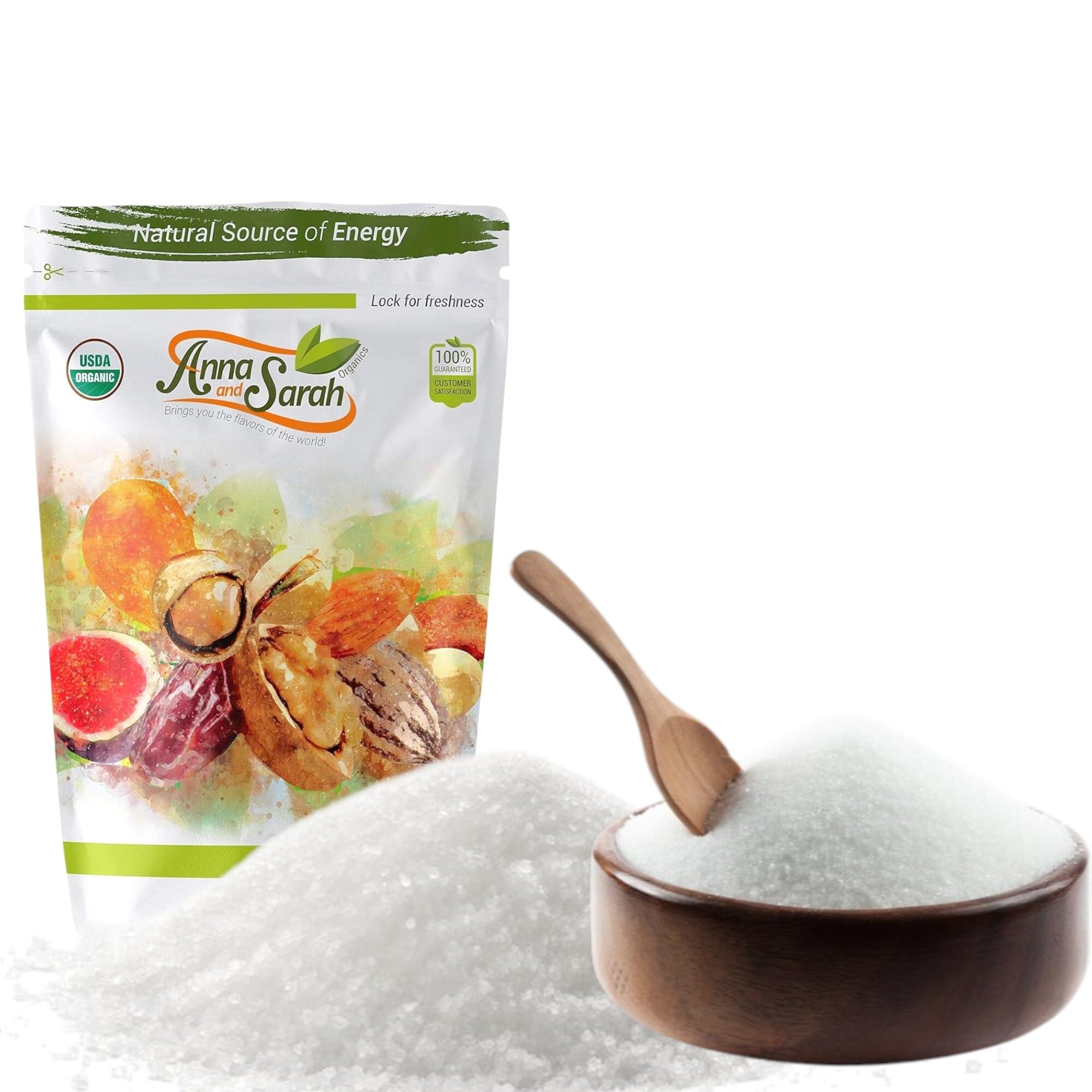 Anna and Sarah 1 Lb Organic Monk Fruit Sweetener with Erythritol, Plant-Based Sugar Alternative, Kosher, NON GMO, Vegan, Gluten Free, in Resealable Bag, 16 Ounce