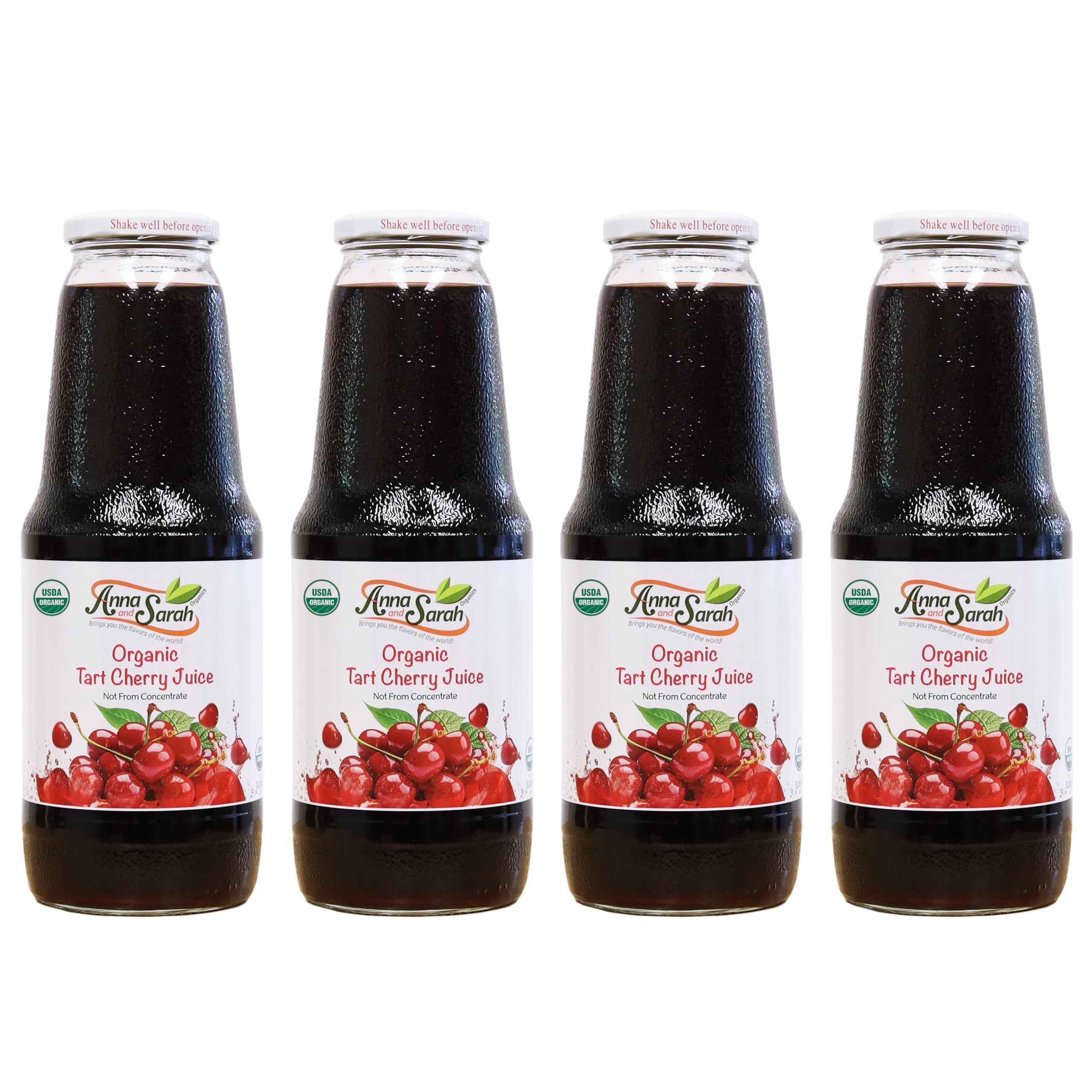 Organic Tart Cherry Juice (33.8 oz, 4 Pack) - USDA Certified