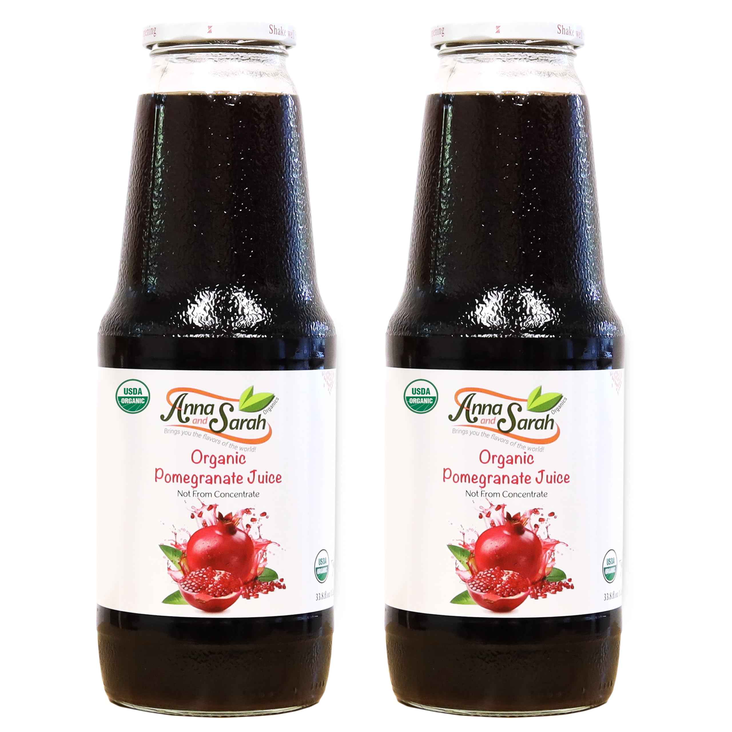 Organic Pomegranate Juice - 33.8 oz, 2 Pack | USDA Certified