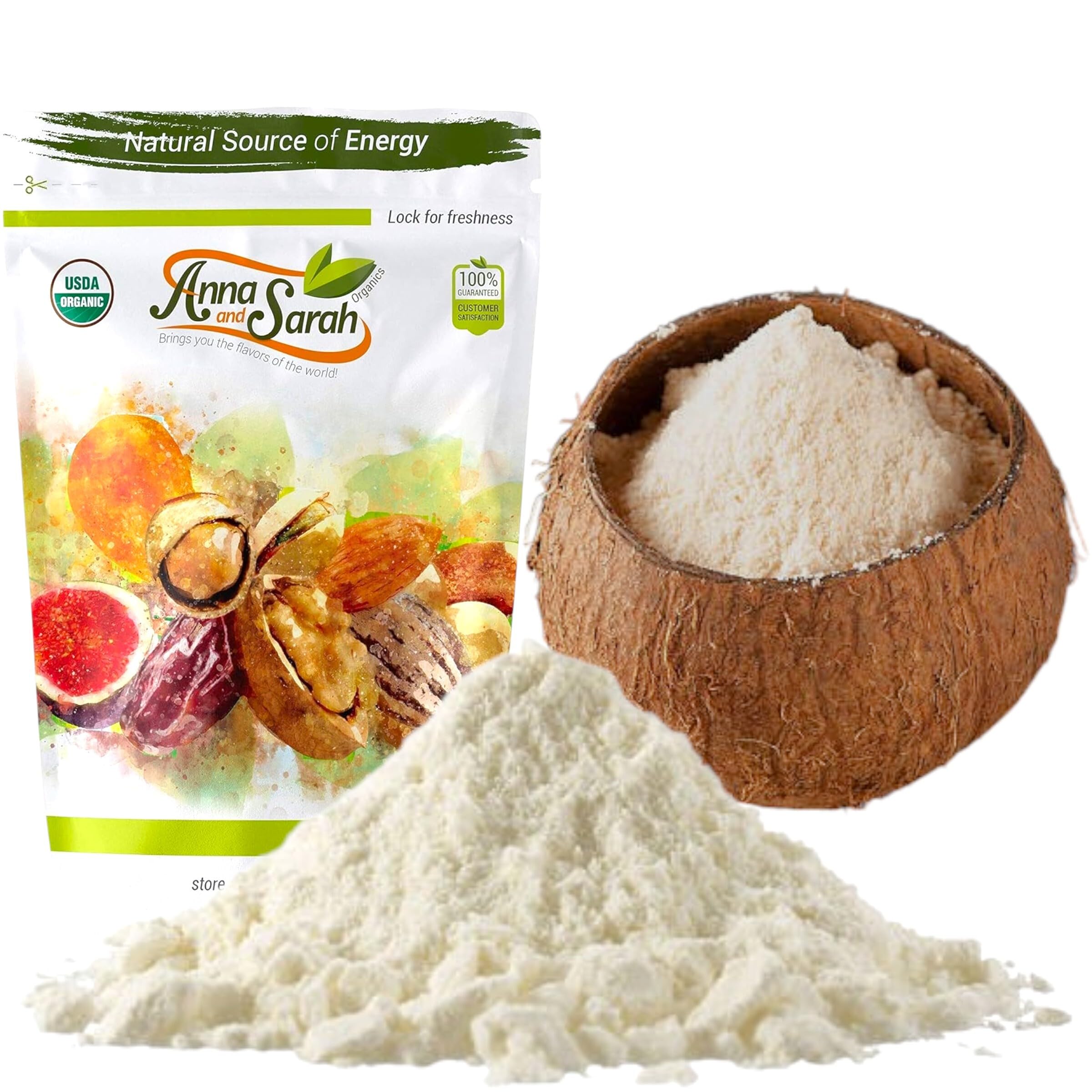 Anna and Sarah 2 Lbs Organic Coconut Flour, Kosher, Gluten Free, Halal, Non GMO, Vegan, Keto Friendly, in Resealable Bag 32 Oz