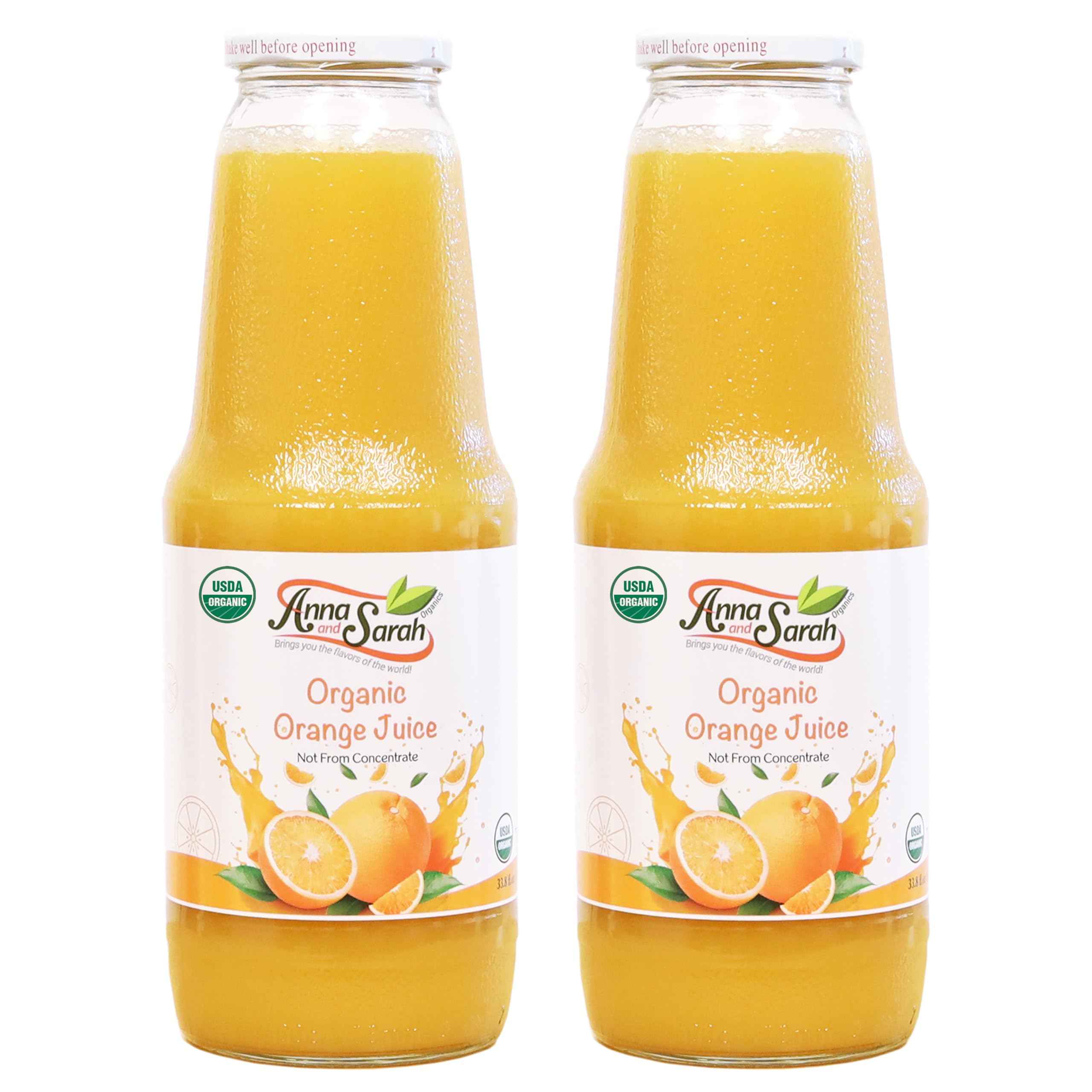 Organic Orange Juice (33.8 oz, 2 Pack) - USDA Certified Pure