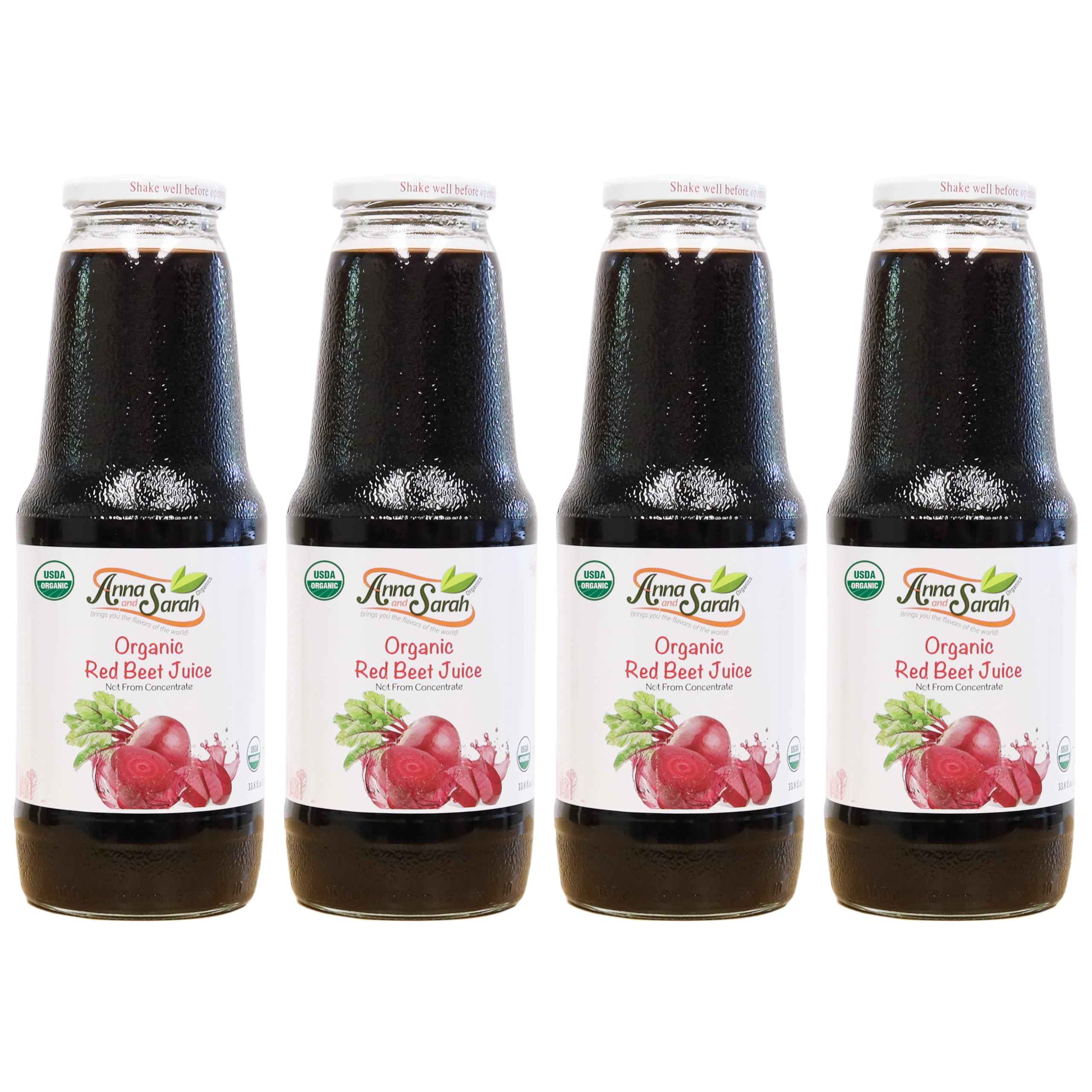 Organic Red Beet Juice - USDA Certified 33.8 oz, 4 Pack