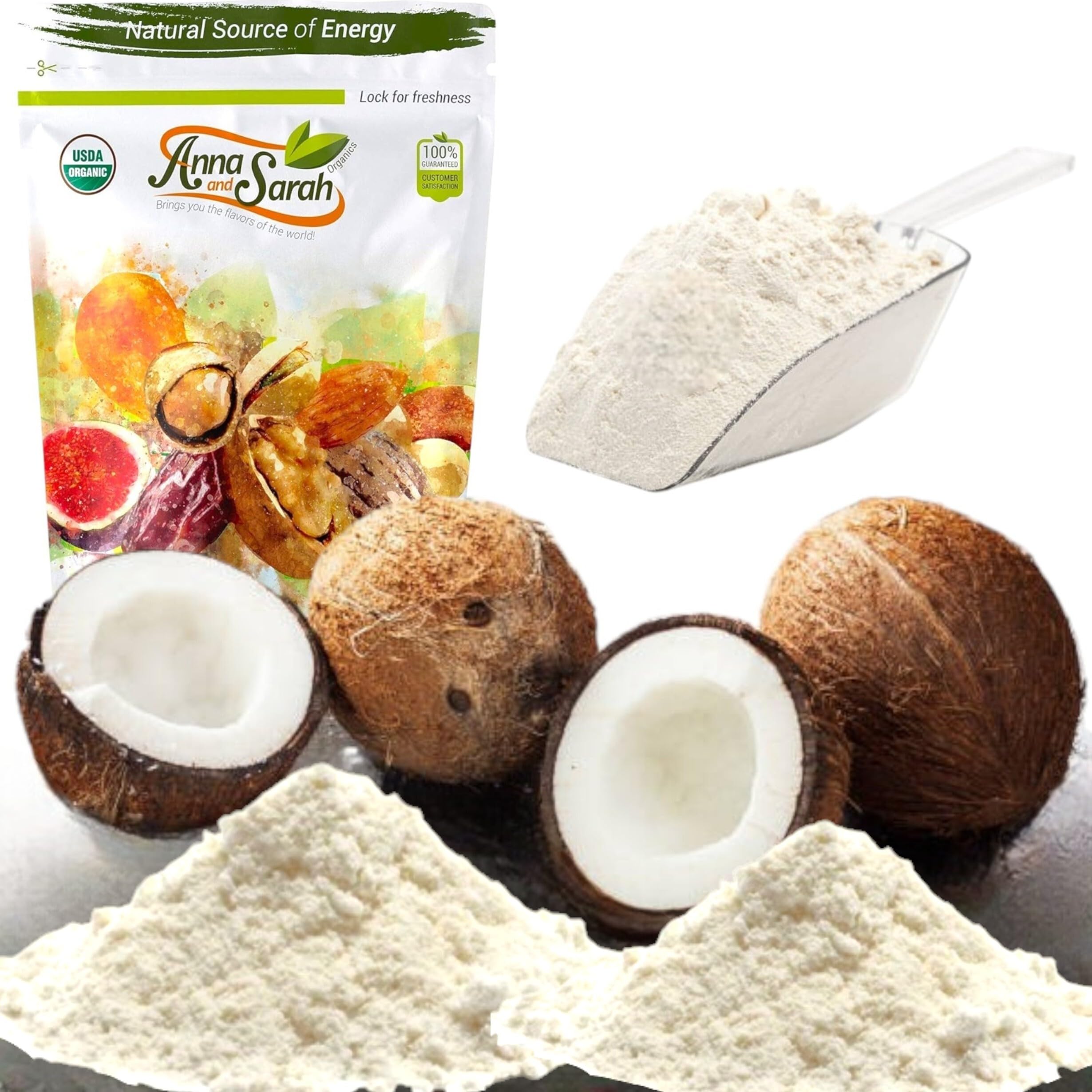 Anna and Sarah 64 Oz Organic Coconut Flour, Kosher, Gluten Free, Halal, Non GMO, Vegan, Keto Friendly, in Resealable Bag 4 Lbs
