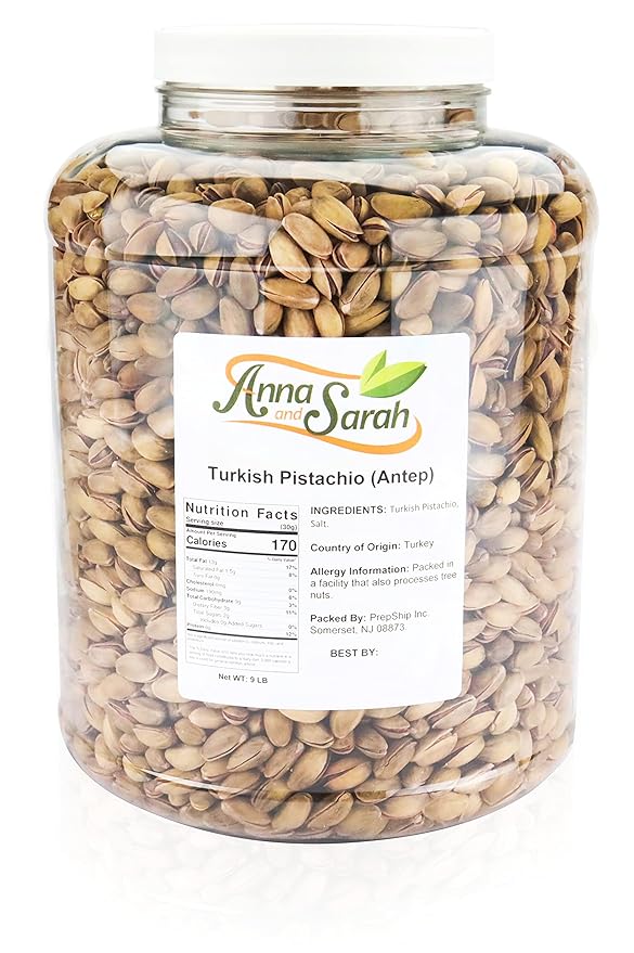 Anna and Sarah Turkish Antep Pistachios, Premium Quality Roasted Pistachios, Healthy Snack, Rich Flavor
