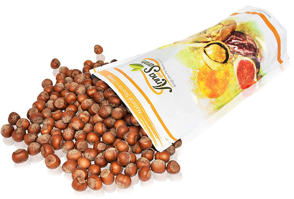Lots of Oregon Hazelnuts in Shell comes out of resealable pack with white background by Anna and Sarah