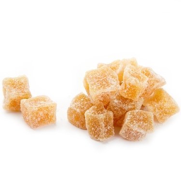 Organic Dried Crystallized Ginger on the white ground by Anna and Sarah
