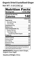 Organic Dried Crystallized Ginger Nutrition Facts by Anna and Sarah